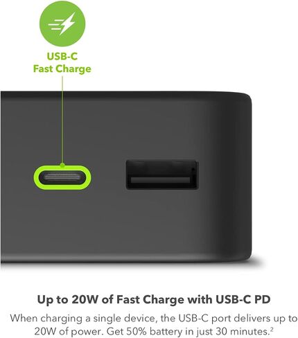 بنك الطاقة mophie Powerstation XL 2023-20,000 مللي أمبير في الساعة، بطارية داخلية كبيرة، (2) منافذ USB-A و(1) منفذ إدخال/إخراج شحن سريع USB-C PD بقدرة 20 وات، مناسب للسفر in Saudi Arabia