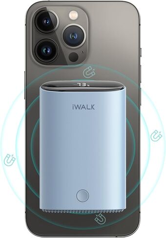 شاحن محمول مغناطيسي iWALK، بنك طاقة لاسلكي صغير بقدرة 9000 مللي أمبير في الساعة مع حزمة بطارية شحن سريع USB-C بقدرة 18 وات متوافقة مع iPhone 15/14/14 Pro Max/ 13/13 Pro/13 Pro Max /12/12 Pro Max، أبيض in Kuwait