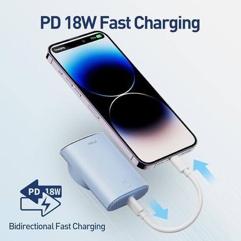 شاحن محمول مغناطيسي iWALK، بنك طاقة لاسلكي صغير بقدرة 9000 مللي أمبير في الساعة مع حزمة بطارية شحن سريع USB-C بقدرة 18 وات متوافقة مع iPhone 15/14/14 Pro Max/ 13/13 Pro/13 Pro Max /12/12 Pro Max، أبيض in Kuwait