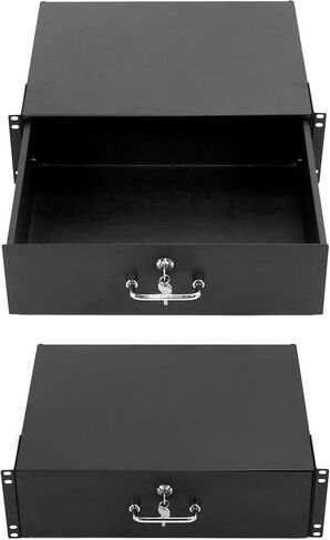 QWORK 2U Drawer Server Cabinet Case, Rack Mount Drawer, Lockable Deep Drawer with Key, for 19" Server Cabinet Case Or DJ, Black in Saudi Arabia