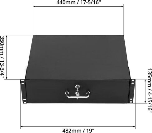 QWORK 2U Drawer Server Cabinet Case, Rack Mount Drawer, Lockable Deep Drawer with Key, for 19" Server Cabinet Case Or DJ, Black in Saudi Arabia