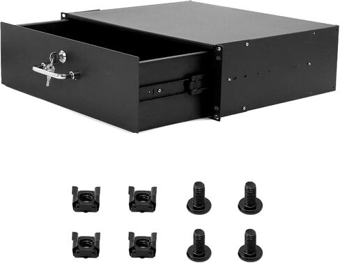 QWORK 2U Drawer Server Cabinet Case, Rack Mount Drawer, Lockable Deep Drawer with Key, for 19" Server Cabinet Case Or DJ, Black in Saudi Arabia