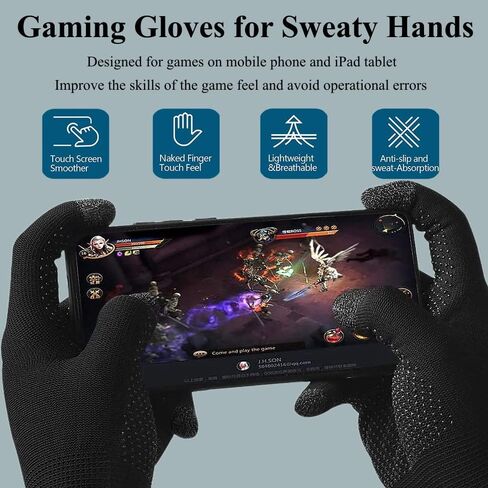 Rakizbe Touchscreen Gloves for Sweaty Hands, High-Sensitive Anti-Sweat Breathable Seamless Gaming Gloves for Tablet iPad/Mobile Phone PUBG Game Controller in Kuwait