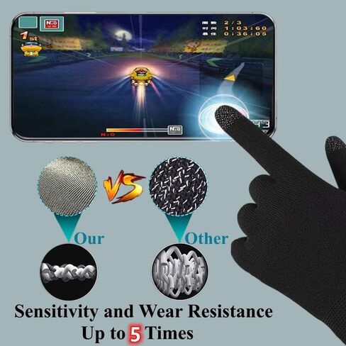 Rakizbe Touchscreen Gloves for Sweaty Hands, High-Sensitive Anti-Sweat Breathable Seamless Gaming Gloves for Tablet iPad/Mobile Phone PUBG Game Controller in Kuwait
