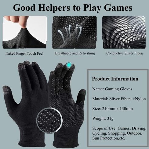 Rakizbe Touchscreen Gloves for Sweaty Hands, High-Sensitive Anti-Sweat Breathable Seamless Gaming Gloves for Tablet iPad/Mobile Phone PUBG Game Controller in Kuwait