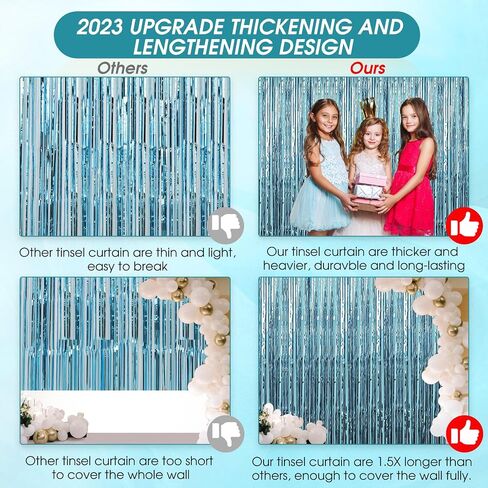 Birthday Party Decorations: 3 Pack 3.3 x 9.9 ft Gold Foil Fringe Curtains Party Supplies, Tinsel Curtain Backdrop for Parties/Birthday/Photo Booth in Saudi Arabia