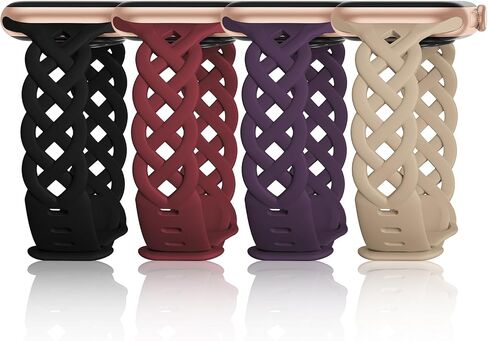 Slim Silicone Bands Compatible with Apple Watch Band 40mm 38mm 41mm 44mm 45mm 46mm 49mm 42mm Women Floral Breathable Braided Lace Thin Sport Strap Replacement Wristbands iWatch SE Series 11 10 9 8 7 6 5 4 3 ultra 2 in Saudi Arabia