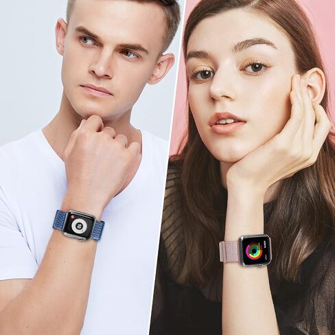 6 Pack Sport Loop Band Compatible with Apple Watch 38mm 40mm 41mm 42mm 44mm 45mm 46mm 49mm for iWatch Ultra Series 11 10 9 8 7 6 5 SE 4 3 2 1 Strap Nylon Women Men Stretchy Braided Wristband Breathable in Kuwait