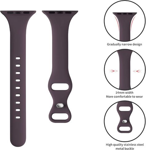 Eilesuny 6 Pack Slim Thin Bands Compatible with Apple Watch 38mm 40mm 41mm 42mm 44mm 45mm 49mm, Replacement Soft Silicone Sport Strap for iWatch Series 9/8/7/6/5/4/3/2/1 Ultra/2 SE Women Men in Saudi Arabia