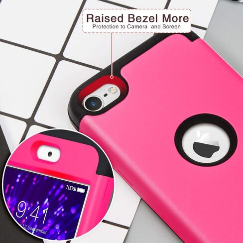iPod Touch 7th Generation Case with 2 Screen Protector, IDweel Heavy Duty High Impact Shockproof Case Cover Protective Case for iPod Touch 5/6/7th Generation, Deep Purple+Black in Kuwait