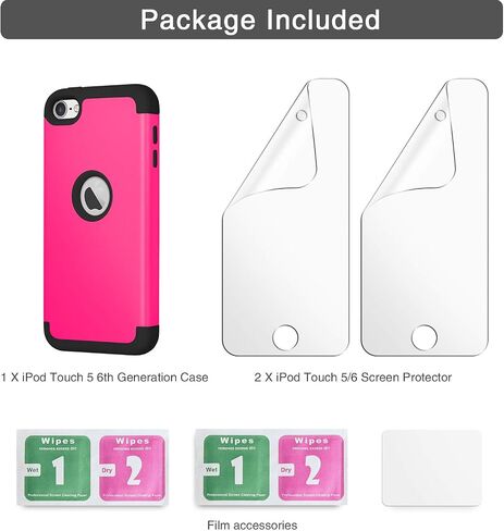 iPod Touch 7th Generation Case with 2 Screen Protector, IDweel Heavy Duty High Impact Shockproof Case Cover Protective Case for iPod Touch 5/6/7th Generation, Deep Purple+Black in Kuwait