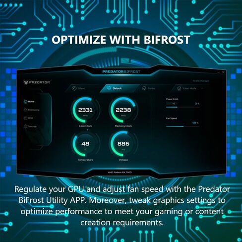 ACER | Predator BiFrost Intel Arc A750 Overclocking Graphics Card | 8GB GDDR6 256-bit 16 Gbps | Dual Fan Hybrid Cooling and Vapor Chamber | TPD 250W | 1 x HDMI 2.0 & 3 x DisplayPort 2.0 in Saudi Arabia