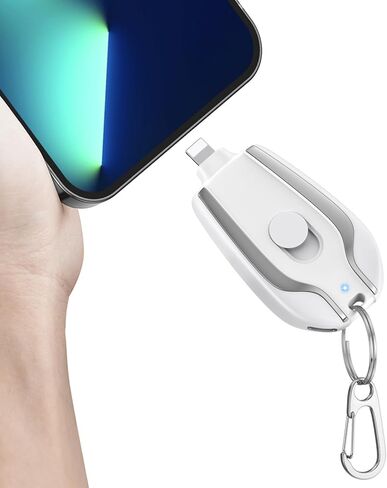 EMNT Keychain Portable Charger for iPhone, 2000mAh Mini Power Emergency Pod, Ultra-Compact External Fast Charging Power Bank Battery Pack, Key Ring Cell Phone Charger,Small Charger for AirPods,Black in Kuwait