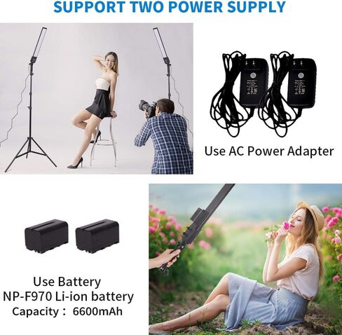 GSKAIWEN LED ضوء فيديو يعمل بالبطارية ضوء تصوير فوتوغرافي عصا محمولة، قابلة للتعتيم 2800-5500K مجموعة إضاءة استوديو الصور مع بطارية ليثيوم أيون NP-970 وحامل للصور، يوتيوب، الفيديو الخارجي in Saudi Arabia