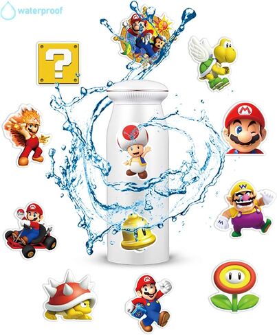 ملصقات ماريو 100 قطعة، ملصقات كرتونية رائعة بتصميم لعبة ماريو بروس للاولاد والاطفال، ملصق فينيل مقاوم للماء لزجاجة المياه واللابتوب ولوح التزلج والجيتار والدراجة والجوال وشنطة السفر والكمبيوتر in Kuwait