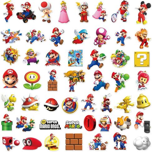 ملصقات ماريو 100 قطعة، ملصقات كرتونية رائعة بتصميم لعبة ماريو بروس للاولاد والاطفال، ملصق فينيل مقاوم للماء لزجاجة المياه واللابتوب ولوح التزلج والجيتار والدراجة والجوال وشنطة السفر والكمبيوتر in Kuwait