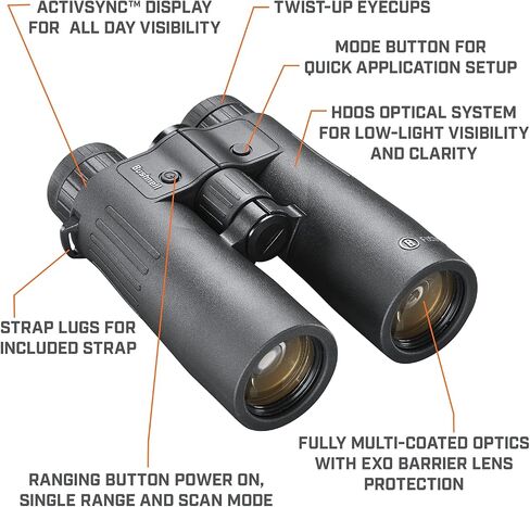 Bushnell Fusion X 10x42mm Rangefinder Binoculars, Hunting Binoculars with Built-in Rangefinder, Angle Range and Bullet Drop Compensation Modes in Saudi Arabia