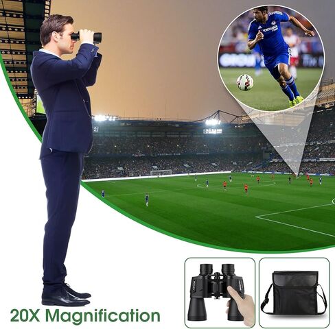 gvilty 20x50 مناظير عالية الطاقة للبالغين، مناظير مدمجة مقاومة للماء ممتازة مع رؤية منخفضة الإضاءة لمشاهدة الطيور والصيد والسفر وألعاب كرة القدم ومشاهدة النجوم مع حقيبة حمل in Kuwait