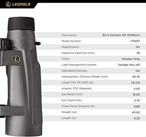 Leupold BX-5 Santiam HD Binoculars, 8x42mm (174481) in Saudi Arabia