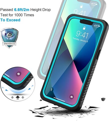 حافظة Lanhiem iPhone 13 المغناطيسية، حافظة مقاومة للماء والغبار والصدمات مع واقي شاشة مدمج متوافق مع Magsafe، غطاء حماية كامل للجسم لهاتف iPhone 13 6.1 بوصة - أسود in Saudi Arabia