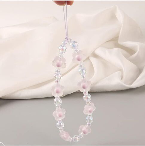 tenghong2021 Boho Cute Phone Charm Chain Strap Beaded Phone Keychain Butterfly Flower Pearl Phone Lanyard for Women Girls in Kuwait