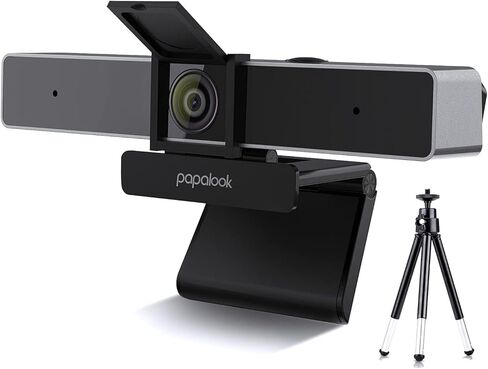 papalook 2022 2K Ultra HD Zoomable Webcam with Dual Microphone, Fixed Focus Web Camera with Tripod and Privacy Cover, 90° Wide-Angle View for Desktop/Laptop/Mac, Work with Skype/Zoom/WebEx/Lync in Kuwait