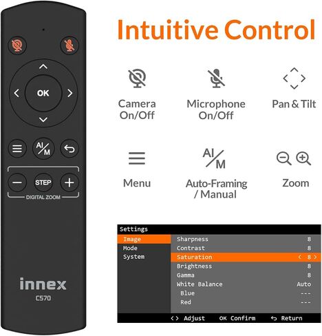 Innex C831 180° Panoramic 4K Wide Angle Webcam with Microphone, AI Facial Tracking for Windows, Mac, Easy Setup Conference Room Camera with Flexible View Angle for Meeting Room, Huddle Space | AI Facial Tracking, Easy Setup, Flexible View Angle, Conferenc in Saudi Arabia