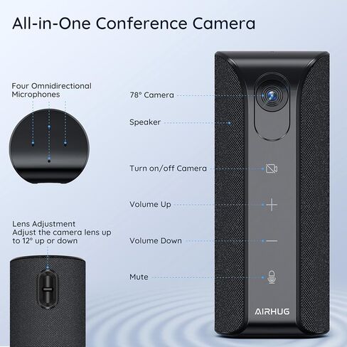 AIRHUG Webcam with Conference Speaker and Microphone,1080p Video Conference Camera, All-in-one Camera with 4 Microphones in Kuwait