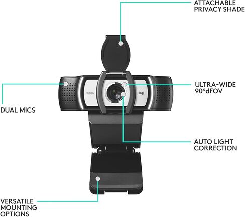Logitech C930s Pro HD Webcam, Full HD 1080p video calling, Noise-canceling mic, HD auto light correction, wide Field of View, Works with Microsoft Teams, Zoom, Google Voice, Google Meet, PC/Mac/Laptop in Saudi Arabia