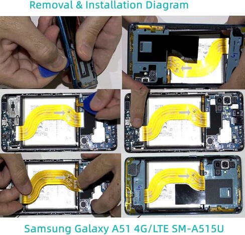 كيبل مرن بديل للوحة الام من كومسونما لجوال سامسونج جالكسي A51 اصدار 2019 SM-A515U SM-A515F A515W A515X 4G/LTE، وحدة كيبل مرنة تتضمن ادوات in Kuwait