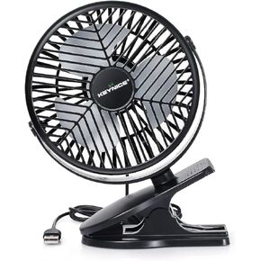 مروحة KEYNICE بمشبك، مروحة مكتب صغيرة 4 بوصة، مروحة عربة أطفال 3 سرعات تدفق هواء قوي، مروحة USB مع مشبك قوي لمقعد السيارة، دوران يدوي 360 درجة، مروحة USB هادئة للمنزل والمكتب باللون الأسود in Kuwait