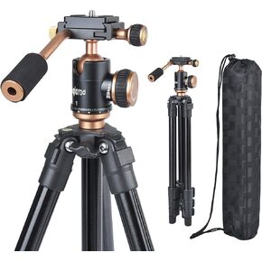 حامل ثلاثي للكاميرا من Riqiorod، حامل ثلاثي محمول، حامل ثلاثي للسفر 50 بوصة قابل للتمديد 360 درجة إمالة رأس كروية بانورامية لكاميرا DSLR Canon، Nikon، Sony..الهاتف الذكي iPhone Samsung، Vlog، YouTube in Kuwait