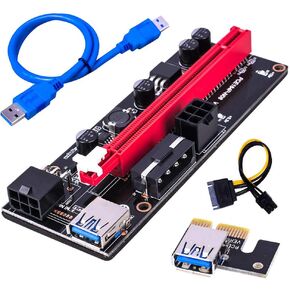 BulletProof Mining Graphics Card PCIe Riser VER 009S 16x to 1x Powered Riser Adapter Card w/ USB 3.0 Extension Cable & 6-Pin PCI-E to SATA Power Cable | Bitcoin | Ethereum Mining in Saudi Arabia
