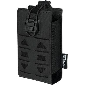 TOPTACPRO Tactical Radio Pouch MOLLE Radio Holster Compatible with 148/152 MPU5 Baofeng Radio Case Bag Walkie Talkies Rifle Mag with Elastic Cord 500D Cordura Nylon