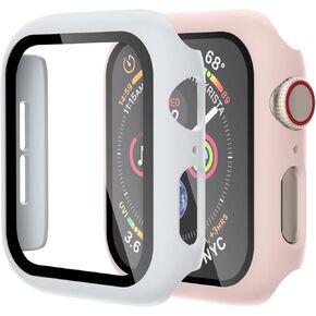 [2 Pack] GEAK Hard Case for Apple Watch 38mm Series 3 with Screen Protector, Full Coverage Bumper Cover for iWatch Series 2/1, Black/Black