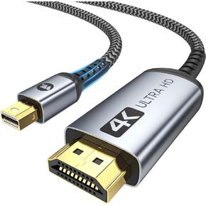 Warrky 4K Mini DisplayPort to HDMI Cable 6FT, 4K@30Hz Thunderbolt to HDMI | Alum Shell/Nylon Braided/Gold-Plated, Mini DP to HDMI Cable for MacBook Air/Pro, Surface Pro/Dock, Monitor, Projector in Kuwait