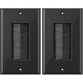 Brush Wall Plate, Single Gang Brush Style Opening Passthrough Cable Plate in-Wall for Wall Mounted TVs, Speaker Wires, Coaxial HDMI Network Phone Cables(5 Pack, White) in Kuwait