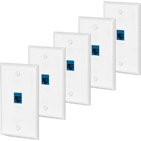 cat6 Ethernet Wall Plate Outlet 1 Port RJ45 Network Female to Female Keystone wall Coupler Jack Plate (1 Cat6 5 Packs, Blue) in Saudi Arabia