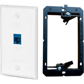 HuaHengHT Ethernet Wall Plate Outlet RJ45 Network Female to Female Keystone Wall Inline Coupler Jack Plates with Single Gang Low Voltage Mounting Bracket Device (2cat6 2Pcs, Blue) in Kuwait