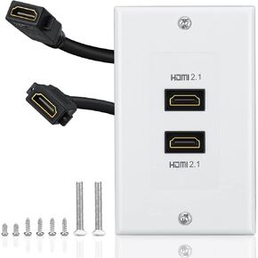 لوحة حائط HDMI 2.1 (2 منفذ)، منفذ حائط HDMI ELECTOP 8K يمر من خلال دعامة تثبيت معدنية منخفضة الجهد، يدعم 8K@60 هرتز و4K@120 هرتز، ثلاثي الأبعاد، HDR، صندوق HDMI 48 جيجابت في الثانية، يناسب أنظمة المسرح المنزلي in Kuwait