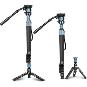 SIRUI P-424FS Carbon Fiber Camera Monopod Kit, 66.3" Heavy Duty Professional Video Monopod with VA-5 Fluid Video Head, Tripod Base, Flip Locks for DSLR Camera in Kuwait