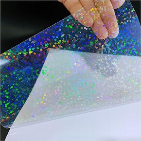 Bleidruck 25 Sheets Sand Stars Holographic Sticker Paper A4 Size Glitter Clear Holographic Overlay Laminating Film Self Adhesive Vinyl Sheets in Kuwait
