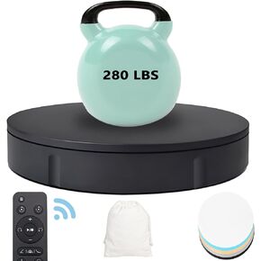 Prolee 360 Degree Rotating Turntable 280lbs Capacity for Photography 11.8 Inch Heavy Duty Automatic Remote Control Display Platform with 5 Colour Surface Covers and Carry Bag
