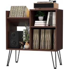 iyrany Record Player Stand, Turntable Stand with Record Storage, Vinyl Record Storage Cabinet with Metal Legs, Record Player Table Holds Up to 250 Albums for Living Room, Bedroom, Office, et