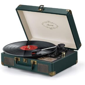 اسموز مشغل اسطوانات 3 سرعات قرص دوار لمشغل تسجيل بلوتوث الفينيل مع مكبرات صوت ستيريو مدمجة ومخرج ار سي ايه بلمسة نهائية من الخشب الاصفر in Kuwait