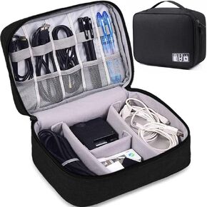 Universal Electronics Accessories Organizer, Waterproof Portable Cable Organizer Bag, Digital Gadget Organizer Case, Travel Gear Carry Bag for Cables - Grey