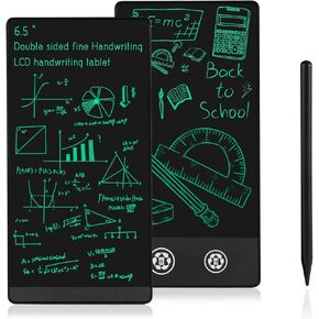 Amoretti Sonnet Mini LCD Writing Tablet, 6.5in Double Display Erasable Reusable Electronic Drawing Pads, Electronic scratchpad for Kids and Adults（Black