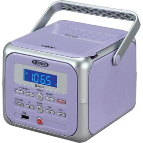 Jensen CD-660 Portable Stereo CD Player Boombox with Bluetooth | FM Radio | USB | Aux-in Headphone Jack | CD-R/RW MP3 Playback | (Platinum Silver)