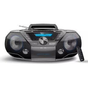Philips Portable Boombox CD Player Bluetooth FM Radio MP3 Mega Bass Reflex Stereo Sound System with NFC, 12W, USB Input, Headphone Jack, and LCD Display in Saudi Arabia