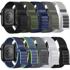 Lenrao 10 Pack Soft Nylon Bands Compatible with Apple Watch for Women Men 38mm 40mm 41mm 42mm 44mm 45mm 49mm, Stretchy Braided Solo Loop Strap for iWatch Series 11/10/9/8/7/6/5/4/3/2/1 Ultra SE 3/2/1 in Saudi Arabia